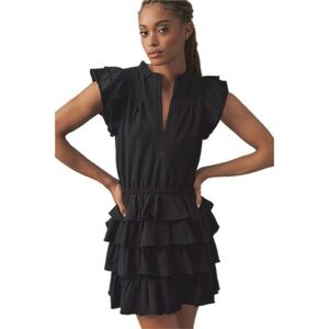 Anthropologie Sundays June Tiered Ruffle Mini Dress Black Size S